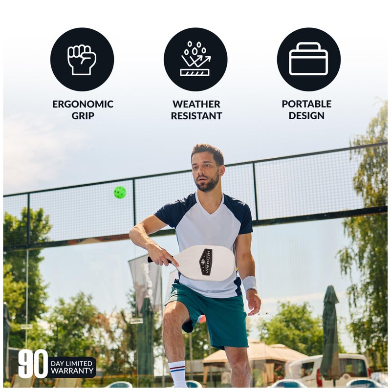Hathaway Deluxe Pickleball Set with Net - Laminated Wood Pickleball Paddles Set of 4, Black Boundary Line, 4 Pickleball Balls, Carrying Bag, & Portable Pickleball Net for Driveway, Court, & More - Image 4